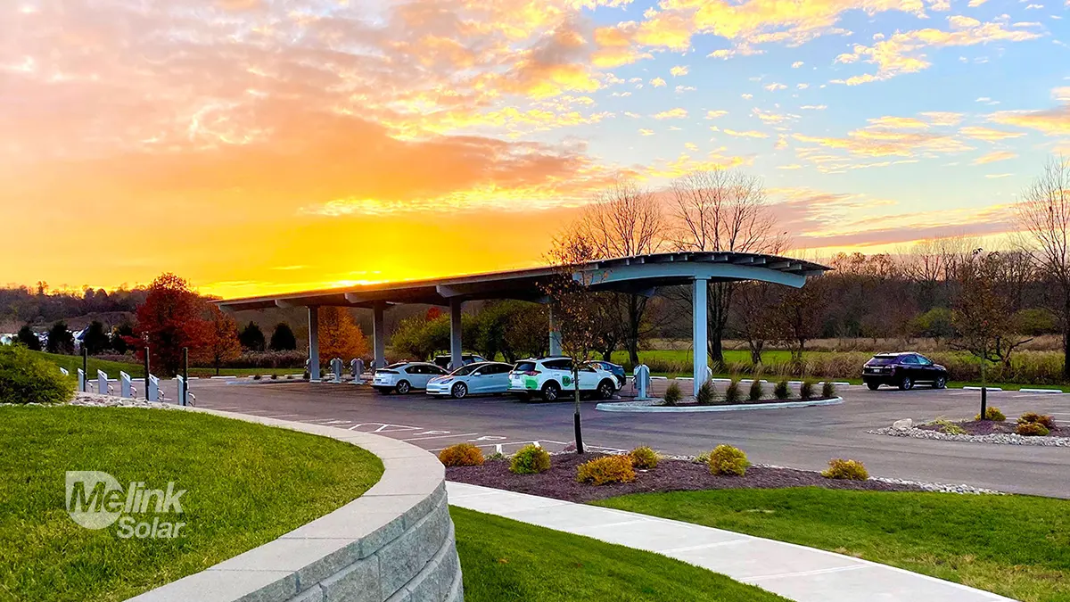 Melink Corporation campus canopy solar installation